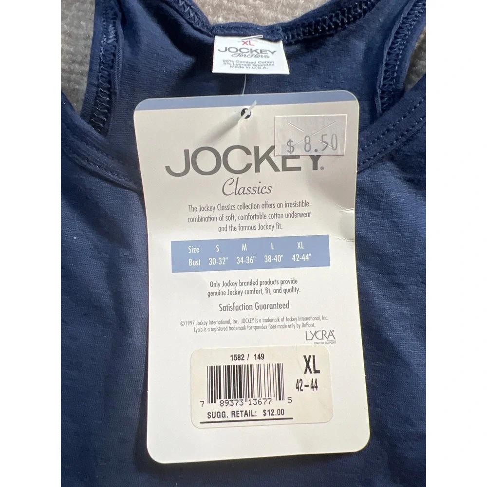 Jockey For Her Classics Vintage 1997 Navy Blue Cotton Sports Bra XL Made in USA